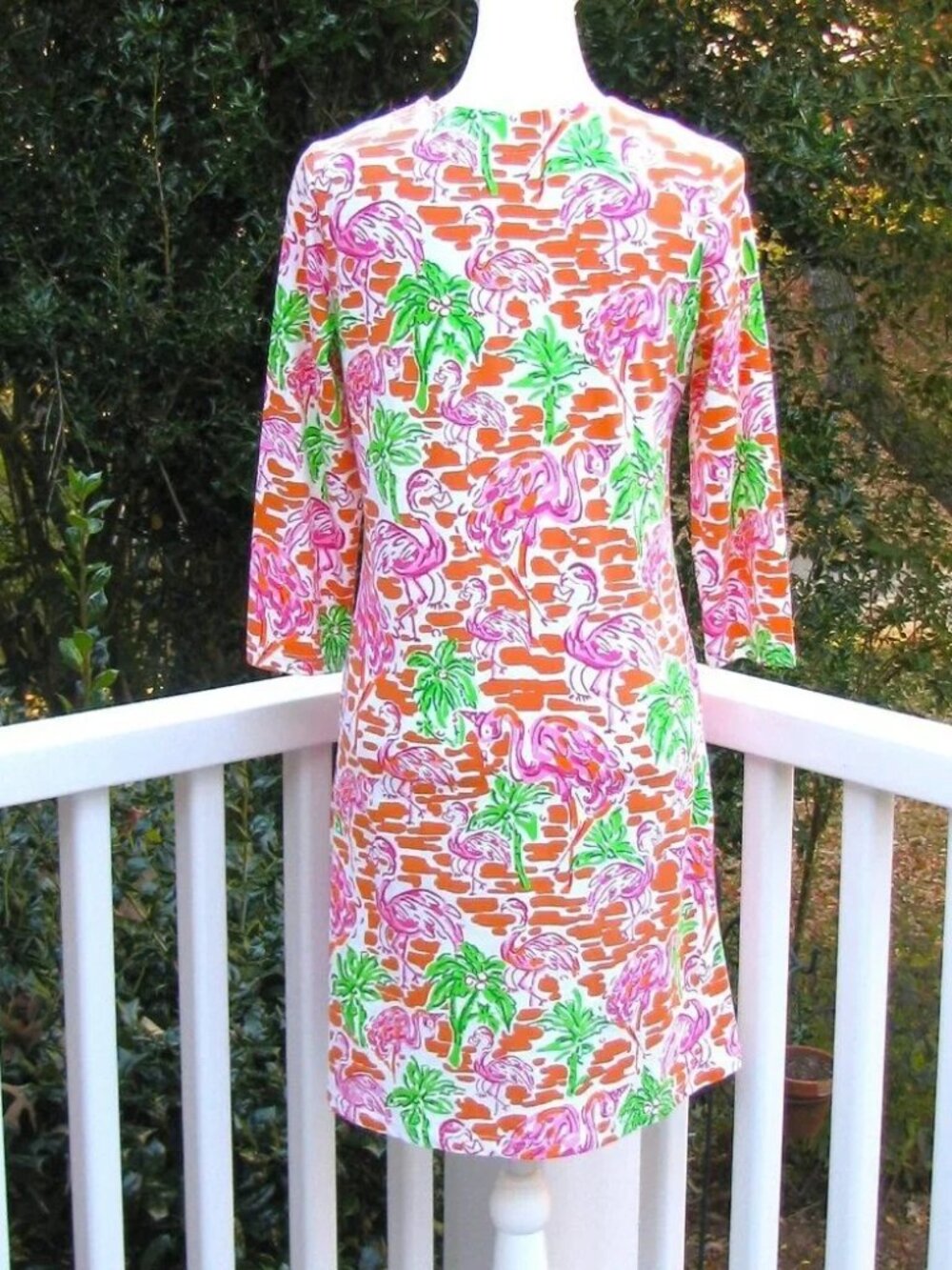 Barbara Gerwit Vintage Flamingo v neck dress casual work office Medium - Picture 6 of 6